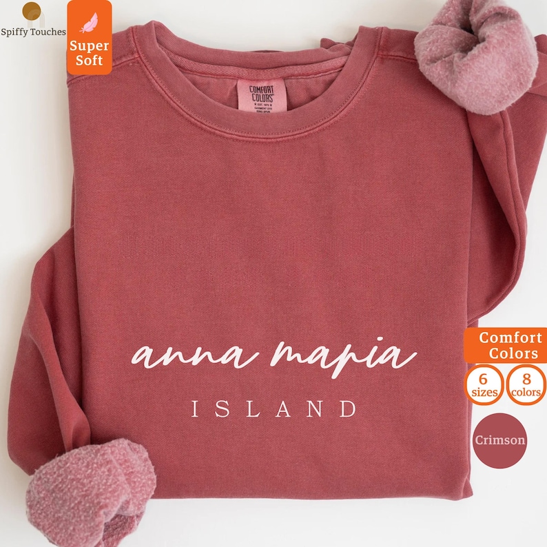 Comfort Colors Crimson Sweatshirt, Cozy Island Themed Pullover, Super Soft Crewneck, Comfortable Casual Wear, 6 Sizes Available