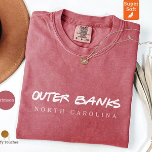 Outer Banks North Carolina Shirt, Crimson Comfort Colors Tee, Super Soft Shirt, Vacation Souvenir, Beachwear, Graphic Tee