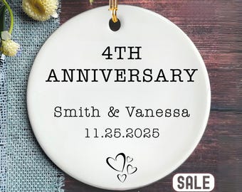 4th Anniversary Ornament, Fruit Wedding Gift, Fourth Year Marriage Keepsake, Custom Christmas Ornament, Personalized Couple Gift
