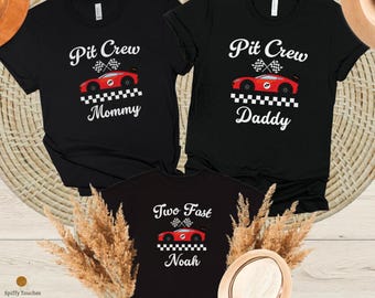 Custom Two Fast Birthday T-Shirts, Family Matching Shirts, Personalized Name Shirts, Kids Birthday Shirt, Second Birthday, Car Racing