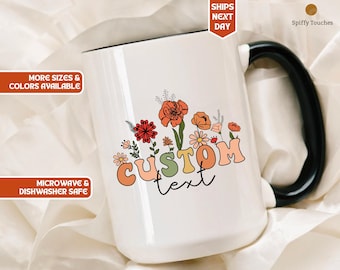 Mug personnalisé fleurs sauvages, Mug personnalisé, Mug personnalisé, Mug à café personnalisé, Mug familial personnalisé, Fabriquer le vôtre, Mug à café personnalisé