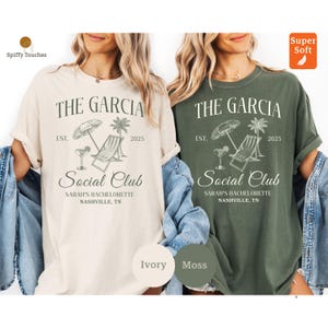 Custom Social Club Beach Bachelorette Shirts, Beach Bride Shirt Comfort Colors, Matching Coastal Bridal Shower Shirts, Bach Club Shirts