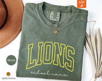 Camiseta personalizada con mascota y colores cómodos, camiseta con espíritu escolar