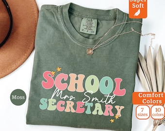 Chemise de secrétaire d'école personnalisée, T-shirt de réceptionniste d'école, T-shirt de réceptionniste, Administrateur, Chemise d'assistant, Personnel de réception
