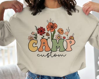 Personalized Camp Sweatshirt, Floral Camping Shirt, Custom Camping Sweatshirt, Adventure Camp, Nature Lover Gift, Camper Sweatshirt, Camp