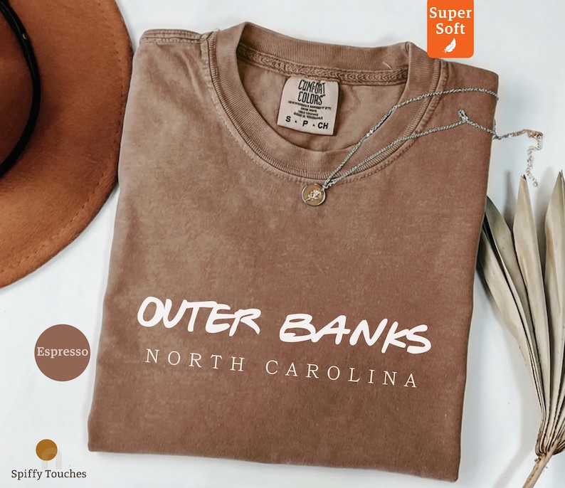 Outer Banks North Carolina T Shirt, Espresso Color Shirt, Outer Banks Souvenir, North Carolina Tee, Coastal Vacation Apparel