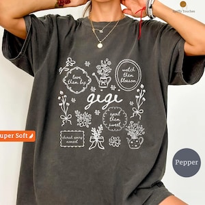 Camiseta Gigi Comfort Colors, Floral, Netos Amam, Veja-os Florescer, Presente para a Vovó, Mime-os, Doce Camiseta da Vida de Gigi