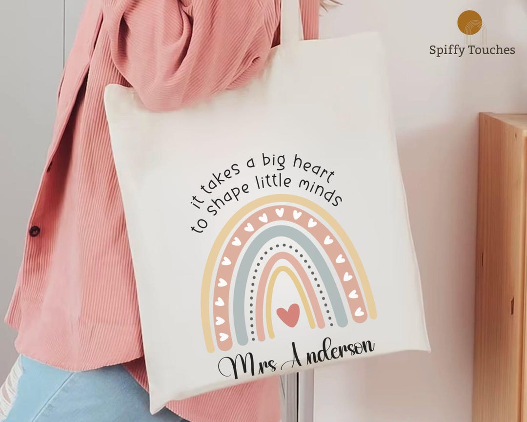 Personalized Teacher Tote Bag, Rainbow Teacher Appreciation Gift, It ...