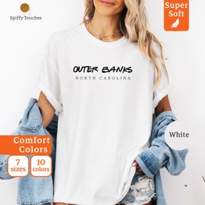 Outer Banks North Carolina T-Shirt, Super Soft Comfort Colors Tee, White Graphic Shirt, Casual Summer Top, Unisex Sizes Available