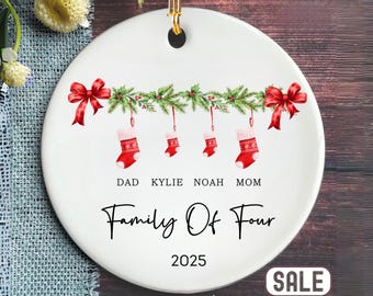 Personalized Family Of Four Christmas Ornament, Custom Family Name Ornament, New Baby Christmas Gift, Family Keepsake, Christmas Gift