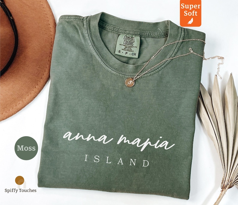 Anna Maria Island Shirt, Moss Green Beach Tee, Coastal Island Graphic T-Shirt, Vacation Souvenir, Super Soft Summer Top