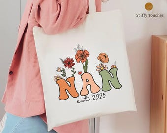 Personalisierte Floral Nan Einkaufstasche, Benutzerdefinierte Oma Geschenk