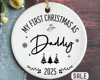 Daddys First Christmas Ornament, New Dad Gift from Baby, Expecting Dad Pregnancy Gift, Personalized Christmas Keepsake, First Time Dad Gift