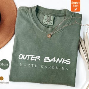 Outer Banks North Carolina T-Shirt, Super Soft Comfort Colors Tee, Vacation Souvenir Shirt, Moss Green Graphic Tee