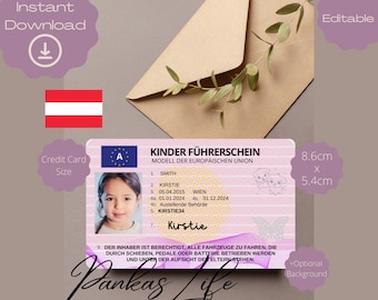 Austria Pretend Play Driver Licence For Kids, Driving Licence Template, Printable Toy Licence Editable Keep Driving, Passed Driving