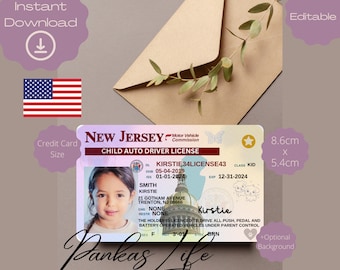 Pretend Play Usa Driver License For Kids, New Jersey Driving Licence Template, Printable Toy Editable Keep Driving, Passed Driving