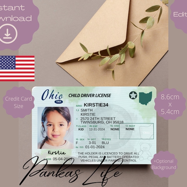 Kids Ohio Drivers License Template Etsy Kids Ohio Drivers License Template Etsy