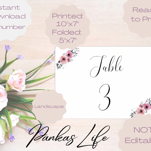 Foldable Table Number Template Etsy Foldable Table Number Template Etsy