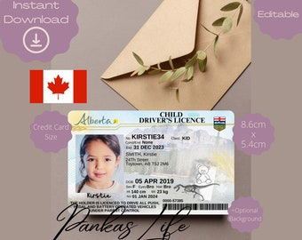 Pretend Play Canada Driver License For Kids, Alberta Driving Licence Template, Printable Toy Editable Keep Driving, Toddler Toy