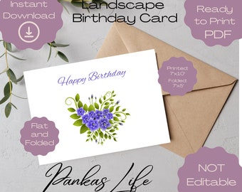 Printable Birthday Card, Happy Birthday Card, Birthday Cards For Her, Floral Birthday, Birthday Gift For Her, Birthday Card Wife, Digital