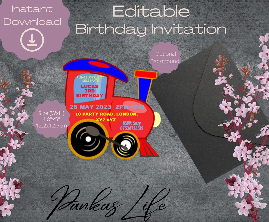 Printable Train Birthday Invitation for Kids Editable DIY - Etsy