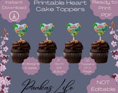 Dinosaur Cake Topper Printable Heart Cupcake Topper, Three Rex Dinosaur Lover Cake Decorations, Fun Dinosaurs Kid Party, 1st Birthday Dino