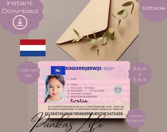 Nederlands rijbewijs voor kinderen, fantasierijbewijssjabloon, afdrukbaar speelgoedlicentie, bewerkbaar blijven rijden, peuterspeelgoed