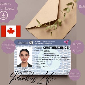 Brincadeira de faz de conta Carteira de motorista canadense para adultos, modelo de carteira de motorista de Ontário, brinquedos adultos para impressão, acessórios fofos para carros