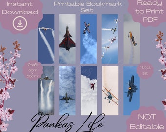Airplane Bookmark Printable Gifts For Flying Lovers Bookmark Set Flying Lover Gift Aeroplane Kawaii Planes Reader Gift