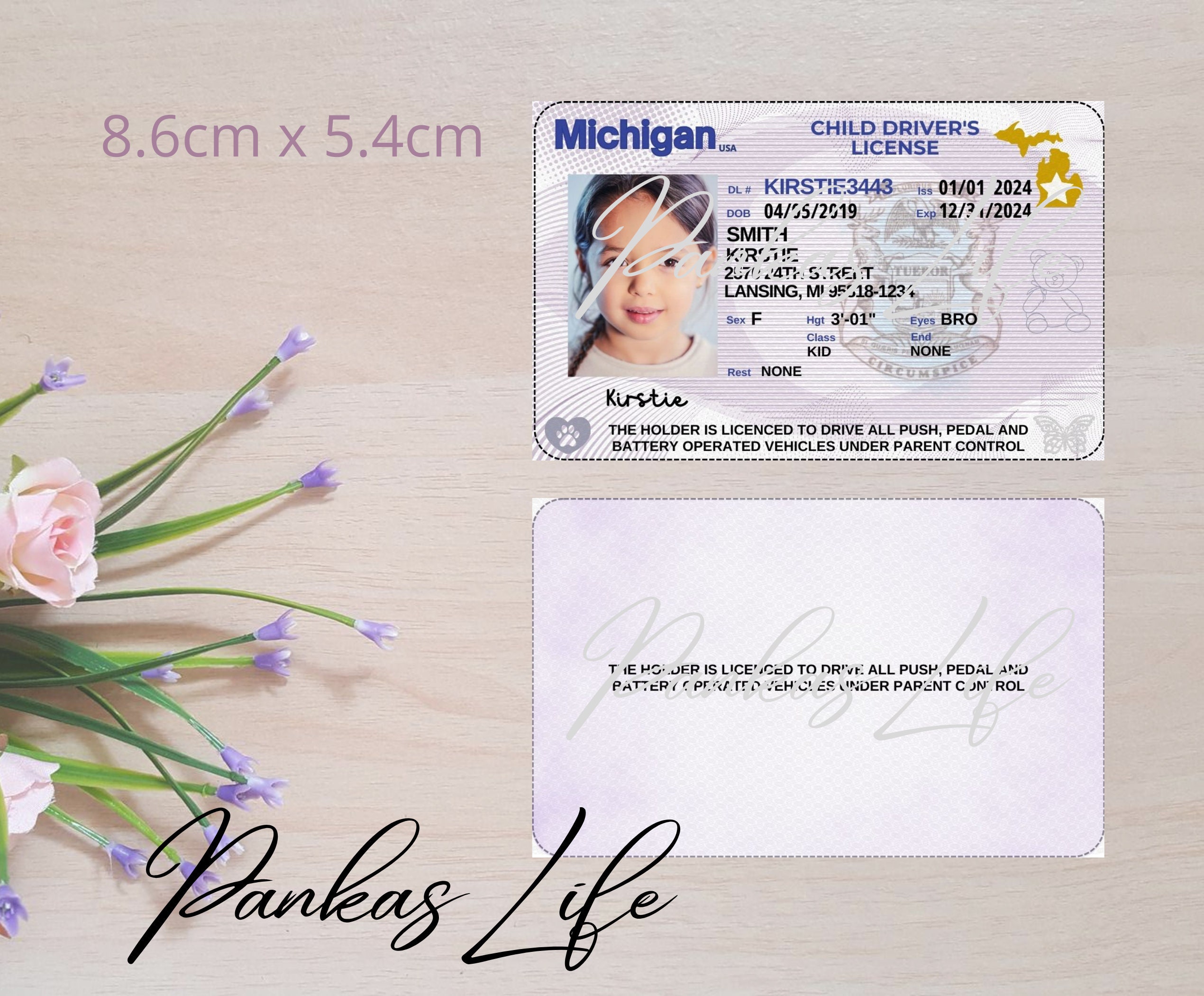 Editable Pretend Play Usa Driver License for Kids Michigan Driving ...