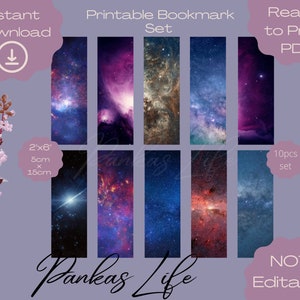 Galaxy Bookmark Set Printable Space Lover Gift Digital Bookmark Galaxy Stars Gift For Kids Space Print Galaxy Clipart Hanging Tag