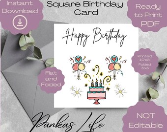 Printable Birthday Card, Cute Happy Birthday Card, Birthday Cards For Her, Birthday Gift For Her, Birthday Card For Kids, Digital