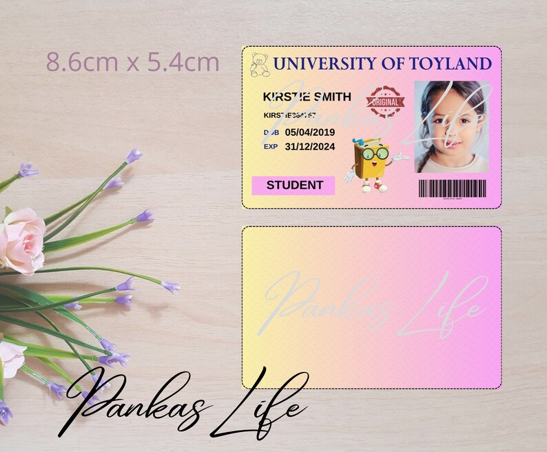 Editable Pretend Play Student Id Card for Kids, Toy University Id ...