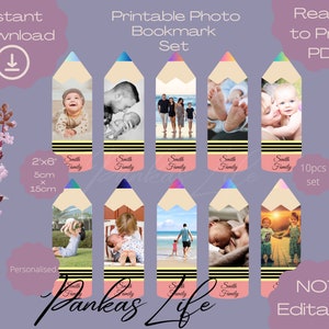 Custom Photo Bookmark Set For Gift, Printable Personalized Photo Book Marks, Party Favors Hang Tags