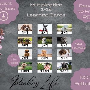 Printable Puppy Multiplication Flashcards, Fun Math Practice for Kids, Boost Your Math Skills, Learn Math Home Schooling, Math Education