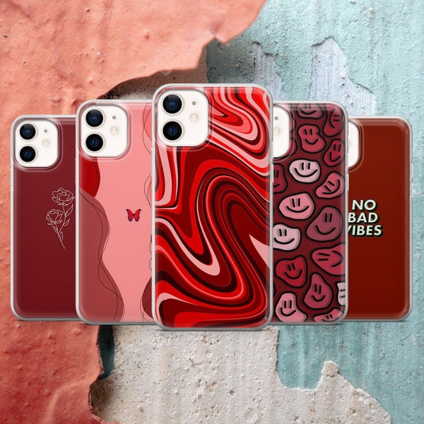 Dark Red Aesthetic Phone Case Collage Cover for iPhone 7/8/SE 11 12 13 14 Pro Plus XR, Samsung A13 A53 S21 S10, Huawei P30 P50