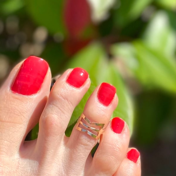 Midi Gold Toe Ring, Adjustable Knuckle Rings, Geometric Band Rings, Midi Gold Toe Rings, Mothers Day Gift, Sexy Beach Foot Jewelry