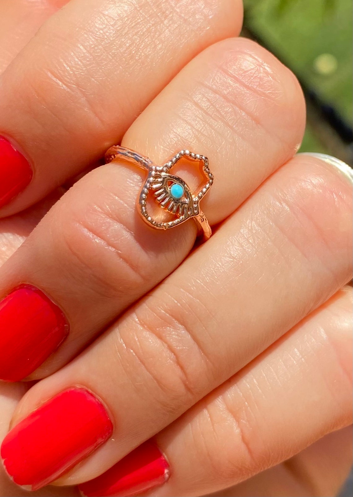 Gold Hamsa Toe Ring, Rose Gold Knuckle Rings, Adjustable Beach Themed