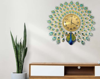 Large Wall Clock peacock Style