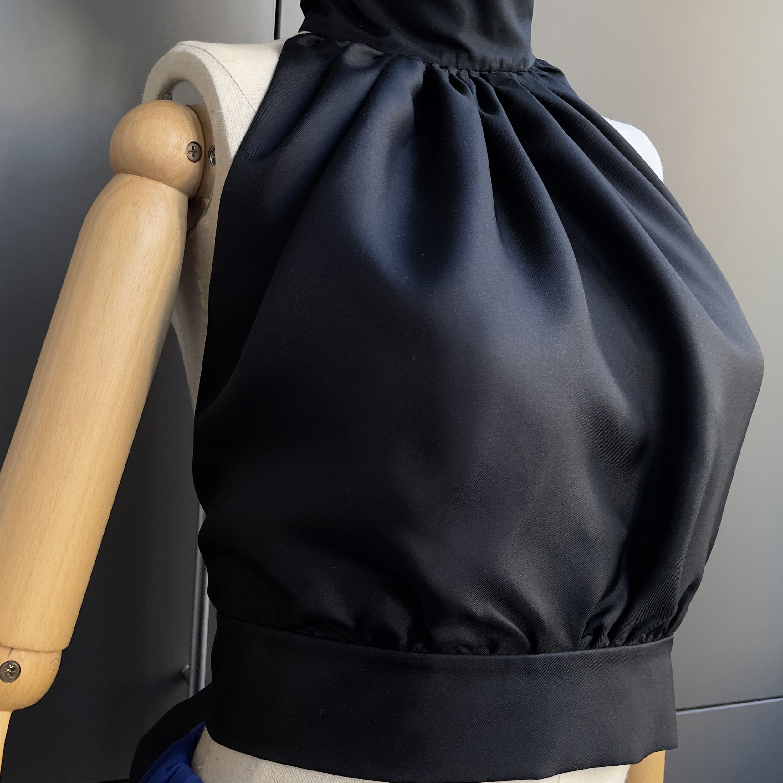 Black Sleeveless Blouse in Cotton Silk with Back Hook Closure main image 1