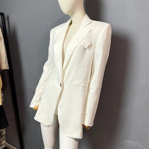 White Linen Blazer for Women | Tailored Jacket with Viscose Lining | Handmade white blazer for women | Oversized linen blazer |Summer blazer