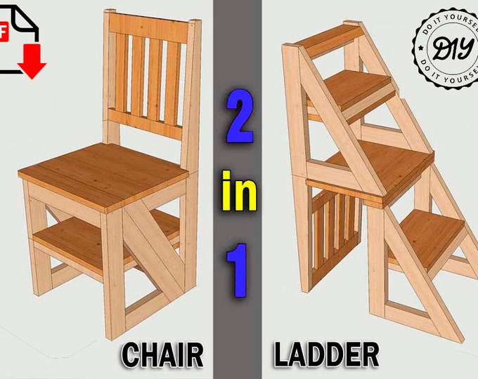 Vintage Wooden Library, Step Ladder, Stool Etsy