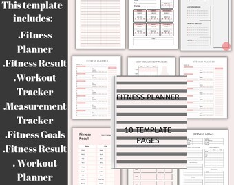 Digital  Fitness Planner, Exercise Planner, Self care Planner, Weight Loss Tracker, Wellness Planner, Digital Download, Instant Download