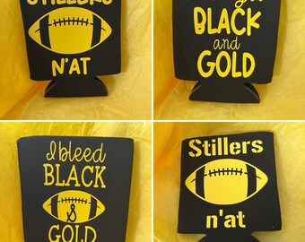 Pittsburgh Coozies - Pittsburgh Football Drink Coozies - MADE TO ORDER - Custom Made