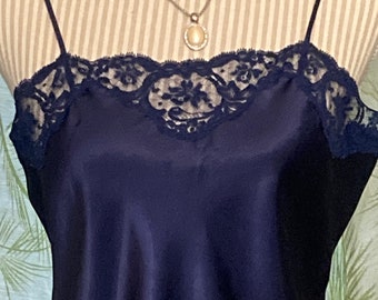 Vintage Camisole - Linda Exclusive for Eaton Navy Blue w/Lace Trim