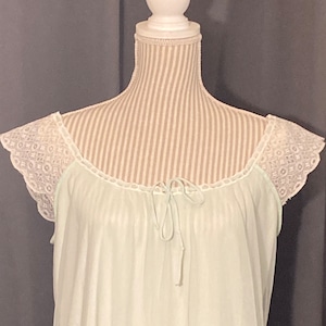 Vintage 1970s Patricia Lingerie - Seafoam Green Slip Dress - Retro Nightgown - Soft Nylon Sleepwear - Romantic Intimates Gift