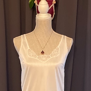 Vintage White Camisole - Pink Lady Lingerie - Lace Trim - 1970s Sleepwear - Retro Intimates - Romantic Boudoir Top