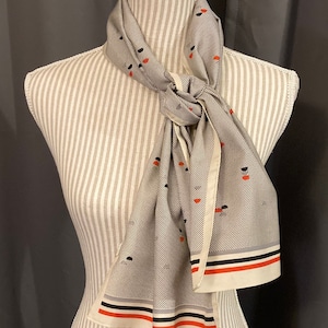 Vintage St Michael Retro Scarf – Navy Blue, White & Red – 1990s – 52” x 11”