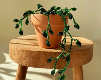 Beaded Forever Plant - Dark emerald string of teardrops
