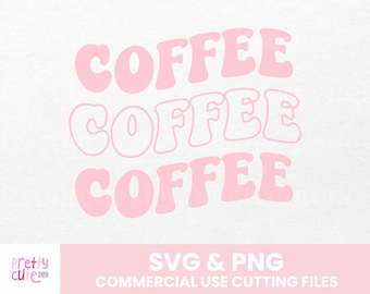FALA KAWY SVG | Retro Kawa SVG | Mrożona Kawa SVG | Falista Kawa SVG | Estetyczny SVG | Modny SVG | SVG dla Silhouette Cameo i Cricut